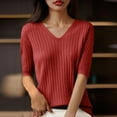 thumbnail image 3 of Mittory Sweater Tops for Women Short Sleeve Sweaters V Neck Casual Shirts Knit Blouse Spring Summer Fall Tops, 3 of 3