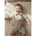 thumbnail image 4 of Miaouyo Infant Baby Boys Summer Clothing Set 0 3 6 9 12 18 Months Short Sleeve Bow Tie Romper with Plaid Suspender Shorts Summer Outfit, 4 of 9