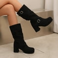 thumbnail image 6 of Women's Boots Knee Block Heel Zipper Boot Heel Knee High Boots For Disco Evening Party, 6 of 8