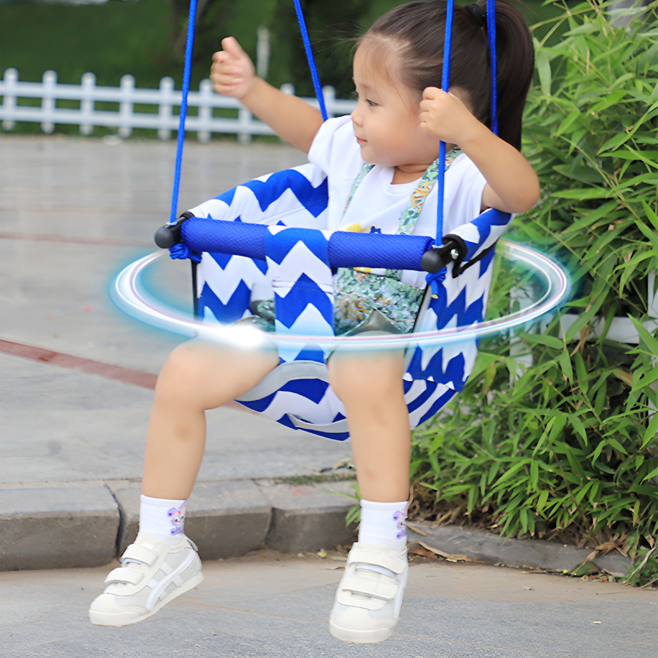 BESTSKY 2026 New Premium High Back Full Bucket Toddler Swing Seat Indoor Outdoor Baby Swing for Ceiling,Porch,Doorway,Canvas Baby Swing Outdoor Toddler Swing Seat