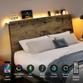 thumbnail image 4 of iPormis Queen Size Bed Frame with Ergonomic Storage Headboard & Charging Station, LED Platform Bed Frame, Heavy Duty Metal Slats, No Box Spring Needed, Easy Assembly, Rustic, 4 of 10