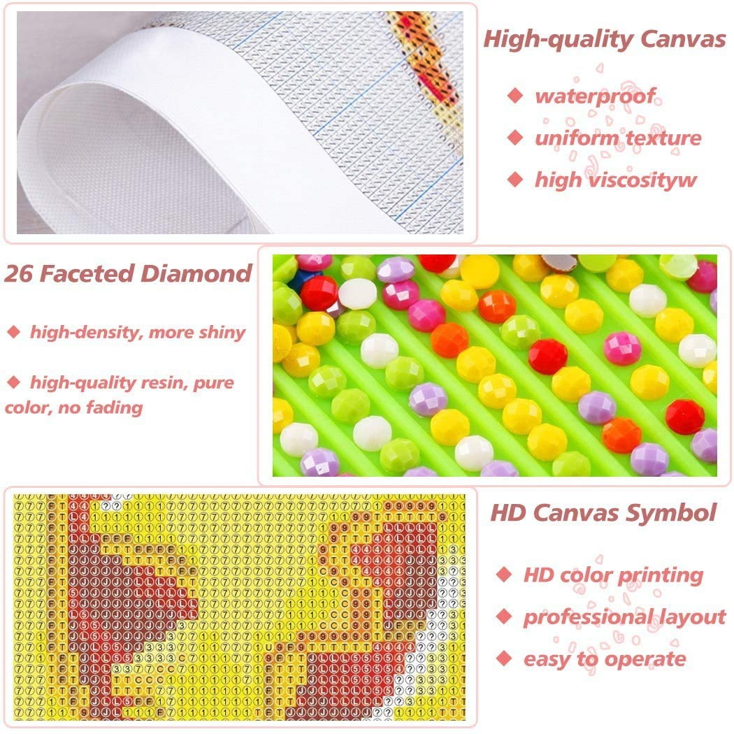SPOKKI 2 Pack 5D DIY Diamond Painting Kits for Adults & Kids, Full Drill Crystal Rhinestone Art Crafts, Home Wall Decor, Embroidery Set