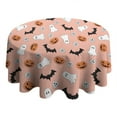 thumbnail image 4 of Pastel Halloween Icons Pattern Round Tablecloth 60"x60",Wrinkle Wipeable Table Cloth for Kitchen Dining Room Picnic Patio Party, 4 of 6