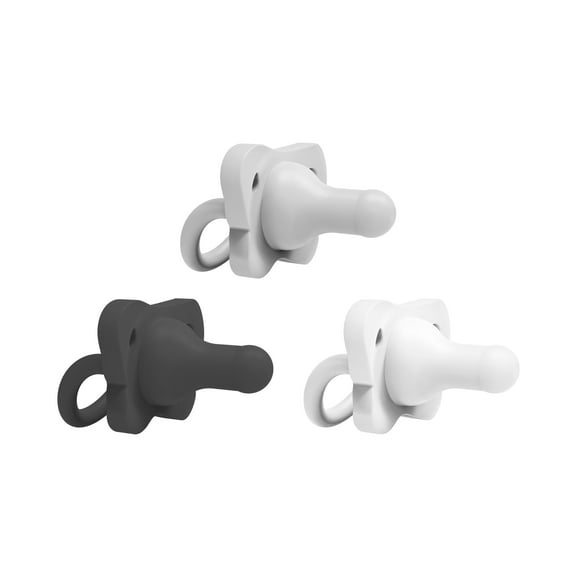 Dr. Brown's HappyPaci 100% Silicone Baby Pacifier, 0-6m, BPA-Free, Black/Cool Gray/White, 3 Pack