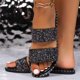 thumbnail image 2 of Bmisegm Women Sandals Fashionable New Pattern Sequin Decoration Flat Bottomed Open Toe Breathable and Comfortable Non Slip Summer Casual Shoes Womens Sandals Summer Black 7, 2 of 9