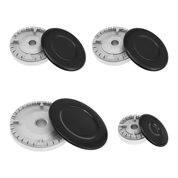 Sutowe 4 Pcs Cooker Hat Set Metal Cooktop Burner Cap and Burner Head Replacement Kit Heat Resistant Gas Stove Burner Caps for Most Gas Stove Burners 1 Large 1 Small and 2 Middle