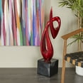 thumbnail image 2 of 8" x 40" Red Polystone Swirl Abstract Sculpture with Black Base, by DecMode, 2 of 7