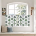 thumbnail image 2 of Green Geometric Tier Curtains 36 Inch Length, Vintage Moroccan Rhombic Bohemia Gray Cafe Short Curtains for Bathroom Over Sink, Small Kitchen Curtain Light Filtering Drapes 2 Panels 27.5"Wx36"L, 2 of 8