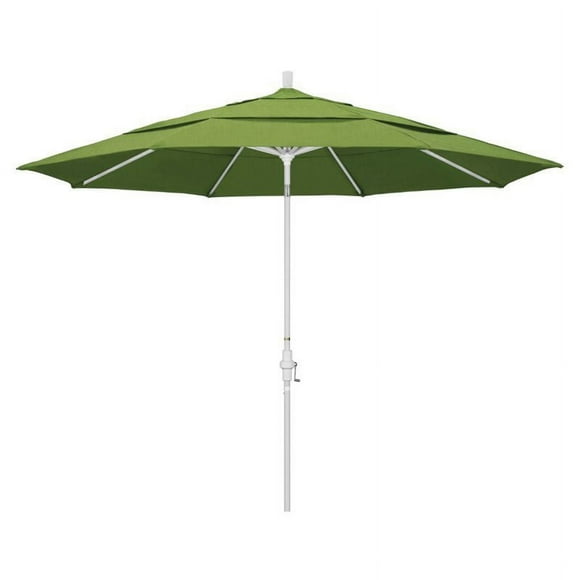 11'Aluminum Market Umbrella Collar Tilt DV Matted White/Sunbrella/Spectrum Cilantro