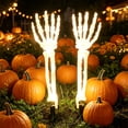 thumbnail image 6 of AuroraX Halloween Skeleton Hand Stake Skeleton Hand Solar Light Waterproof Battery Operated LED Outdoor Halloween Decorations for Yard White, 6 of 6