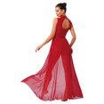 thumbnail image 4 of renvena Costumes de Danse Lyrique pour Femmes Robe Maxi Sans Manches à Col Roulé Dos Nu en Tulle Bourgogne G, 4 of 7