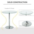 thumbnail image 4 of HOMCOM Table à Manger Ronde, Table de Cuisine Moderne avec Dessus en Verre Trempé, Argent, 4 of 10