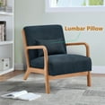 thumbnail image 4 of Aukfa Corduroy Mid Century Modern Accent Chair w/ Wood Frame&Pillow for Living Room, Peacock Blue, 4 of 10
