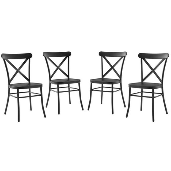 Pemberly Row 18.5" Metal Dining Chair in Matte Black (Set of 4)
