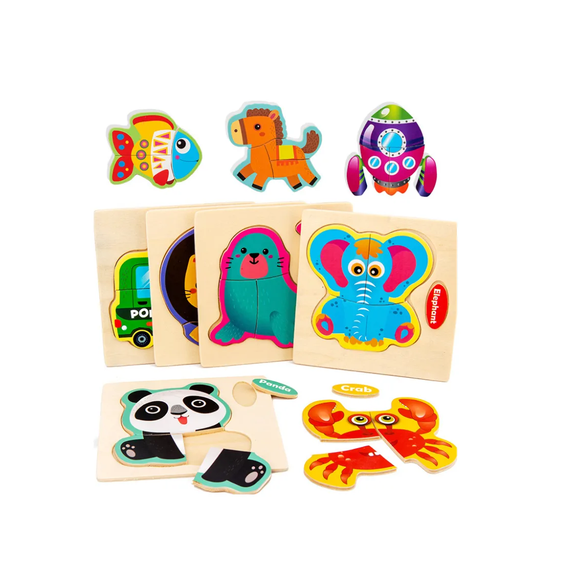20 Rompecabezas Madera Figuras Surtidas Niños Juguete Puzzle Xtellar multicolor