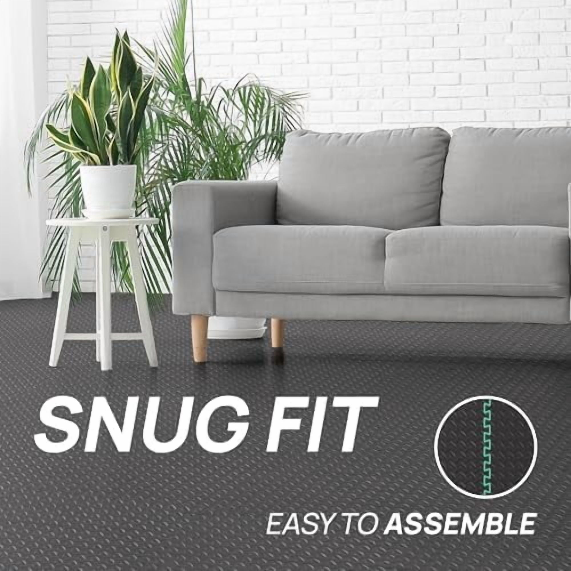 Interlocking Exercise Foam Mats with Border – Interlocking Floor Mats for Gym Equipment – Eva Interlocking Floor Tiles - 36 Square Feet (36 Tiles) - Black