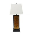 thumbnail image 1 of Benjara BM217239 Rectangular Metal Frame Table Lamp with Brick Pattern, White & Orange - 31 x 8 x 7.5 in., 1 of 5