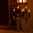 thumbnail image 3 of Candelabros de Halloween, velas, bombillas LED, esqueleto, calavera, soporte sin llama, funciona con pilas, parpadeante, espeluznante, 3 of 5