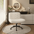 thumbnail image 2 of Yaheetech Fabric Rolling Armless Home Office Chair with Extra Wide Seat, Ivory, 2 of 7