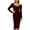 Red, variant on IWRICH Women's Square Neck Long Sleeve Velvet Skirt Ruched High Waisted Bodycon Mini Dresses Red XL