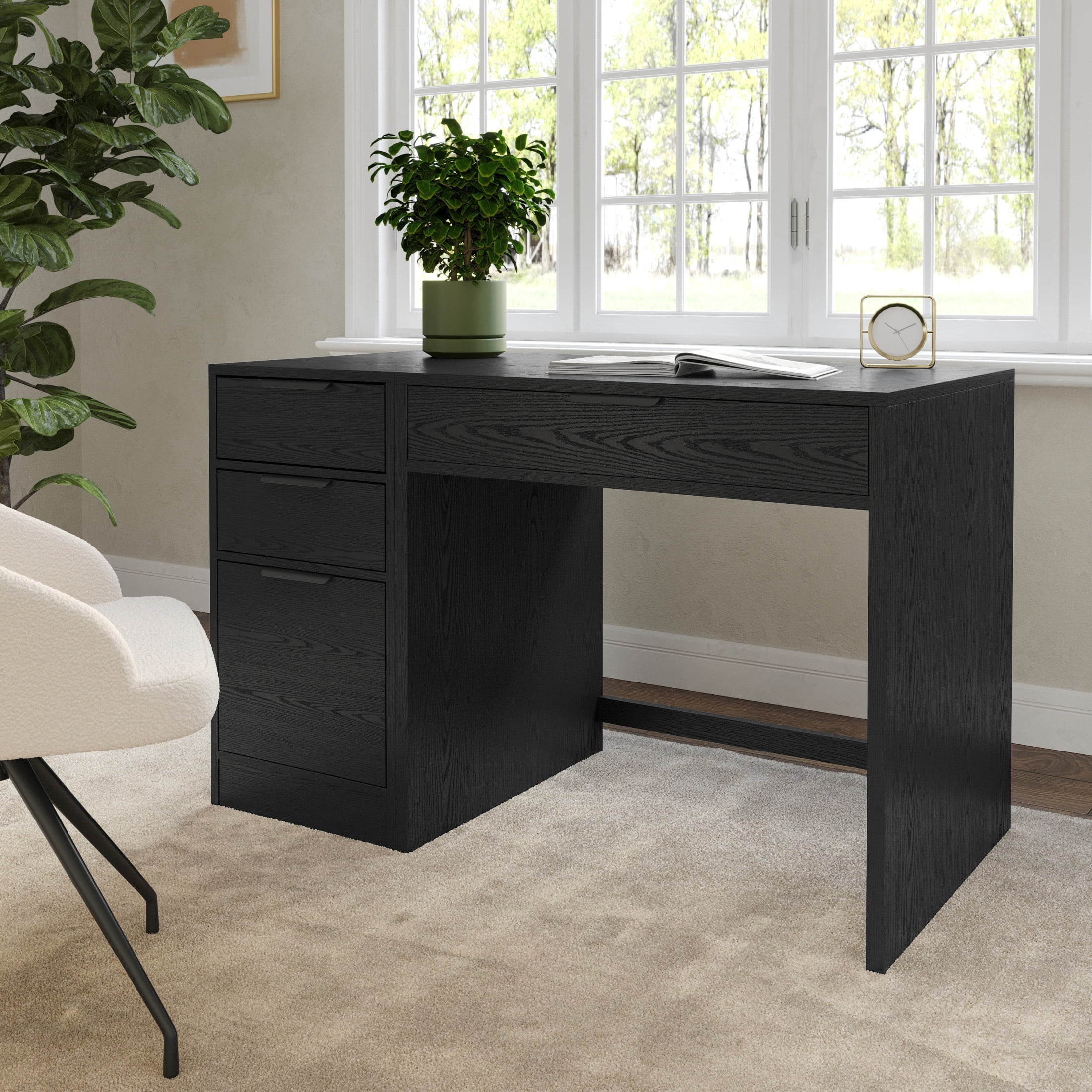 Martha Stewart Home Office Modular 3 Drawer File Cabinet in Black with Oil Rubbed Bronze Hardware