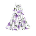 thumbnail image 6 of Abcomgle Girl's Summer Casual Dress Casual Halter Neck Sleeveless Midi Dress Floral Print A-line Sundresses Swing Loose Dresses 9-10 Years,Light Purple, 6 of 7