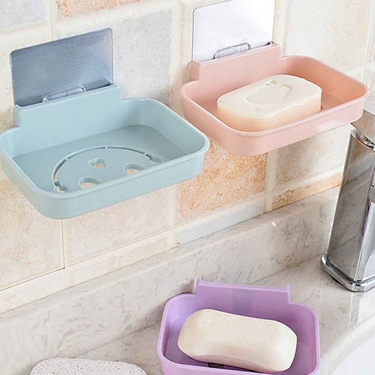 4pcs Home Bathroom Non-slip Silicone Soap Holder Hollow Drain Soap