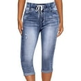 thumbnail image 2 of Capri Pants jeans for Women Plus Size Casual High Waisted Denim Fashion Button Solid Color Denim Classic Fit Travel Denim Pants With Pocket, 2 of 9