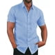 thumbnail image 1 of Camisa Cuello Para Hombre Lino Camisa Casual De Manga Corta, 1 of 7
