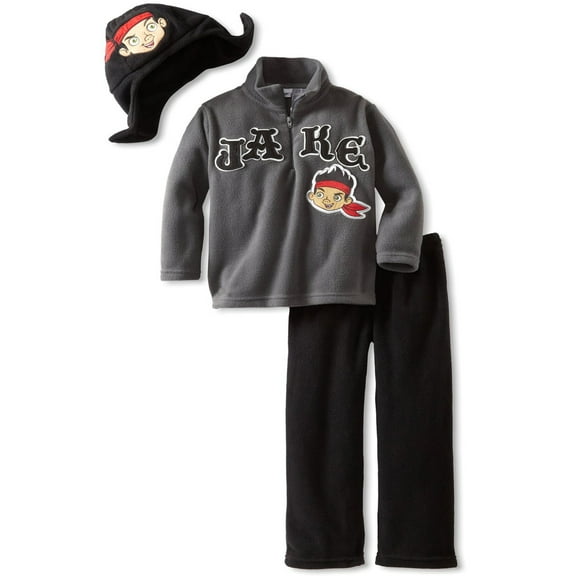 Disney Little Boys' Three Piece Jake Fleece Set, Grey Open, 2T