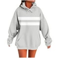 thumbnail image 2 of Dasayo Women Sweatshirts Women Hoodie Gray Plus Size Long Sleeve Drawstring Striped Pocket Hoodies Womens Tops S, 2 of 5