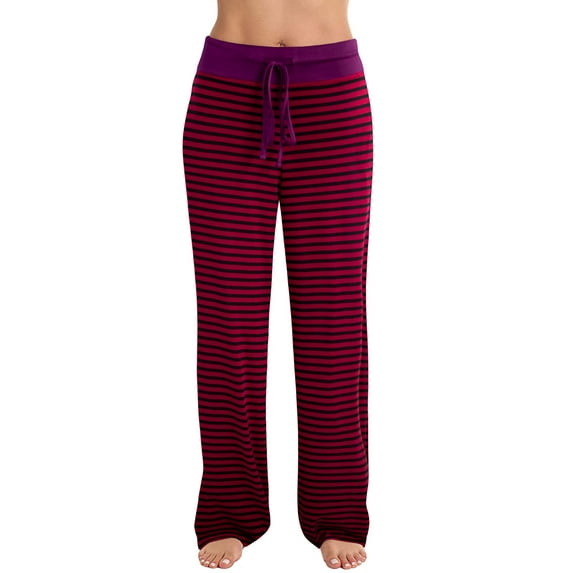 Doublju Women's High Waist Casual Drawstring Wide Leg Pajama Pants