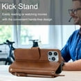 thumbnail image 4 of Nalacover for iPhone 13 Pro Max Zipper Wallet Case with Card Slots Holder Kickstand Magnetic Clasp Flip Folio Case, Luxury PU Leather Shoulder Strap Wristlet Handbag Crossbody Shockproof Cover, Brown, 4 of 8