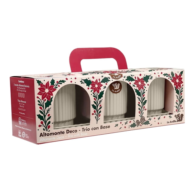 Set Navideño de 3 Macetas Decorativas con base Altomonte color Marfil