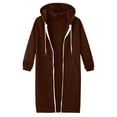 thumbnail image 4 of zaveiop Women Casual Zip up Polyester Hoodies, Long Hoodie Jackets Long Sleeve Sweater Dress with Side Pockets (Coffee, XL), 4 of 6