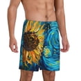thumbnail image 2 of Uemuo Starry Sunflower Dreamscape Pattern Men's Short Pajama Pants – Soft & Breathable Lounge Shorts, Elastic Waistband with Pockets, Lightweight Sleepwear for All-Season Comfort-3X-Large, 2 of 6