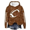 thumbnail image 4 of Arlun Game Day Sweatshirts for Women Sequin Printed Football Season Casual Hoodies Long Sleeve Loose Fit Comfort Fashion Graphic Oversized Pullover Tops Fall Clothes Brown6 L, 4 of 5