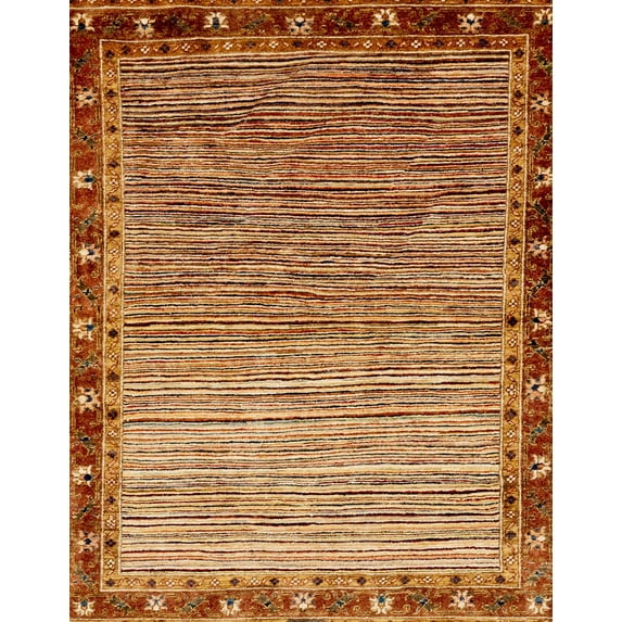 Ahgly Company Machine Washable Indoor Rectangle Abstract Orange Area Rugs, 5' x 8'