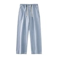 thumbnail image 3 of Mfakffe Baggy Jeans for Men Wide Leg Drawstring Elastic Waist Denim Pants Hip Hop Streetwear Casual Summer Jeans with Pockets, 3 of 5