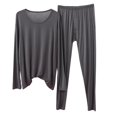 thumbnail image 7 of Afuyipoi Mens Modal Sleepwear, V-Neck Winter Long Sleeve Cotton Pajamas Dark Gray 3XL, 7 of 7
