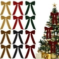thumbnail image 7 of Khaki Velvet Christmas Tree Bow Decoration 6Pcs Double Layer Extended Thick for Xmas Tree Holiday Decor Wreath Garland Festive Ornament, 7 of 7