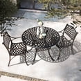thumbnail image 5 of Nuu Garden 42" Cast Aluminum Round Outdoor Dining Table,Patio Bistro Table with Umbrella Hole Conversation Table, Black with Gold Speckles, 5 of 10