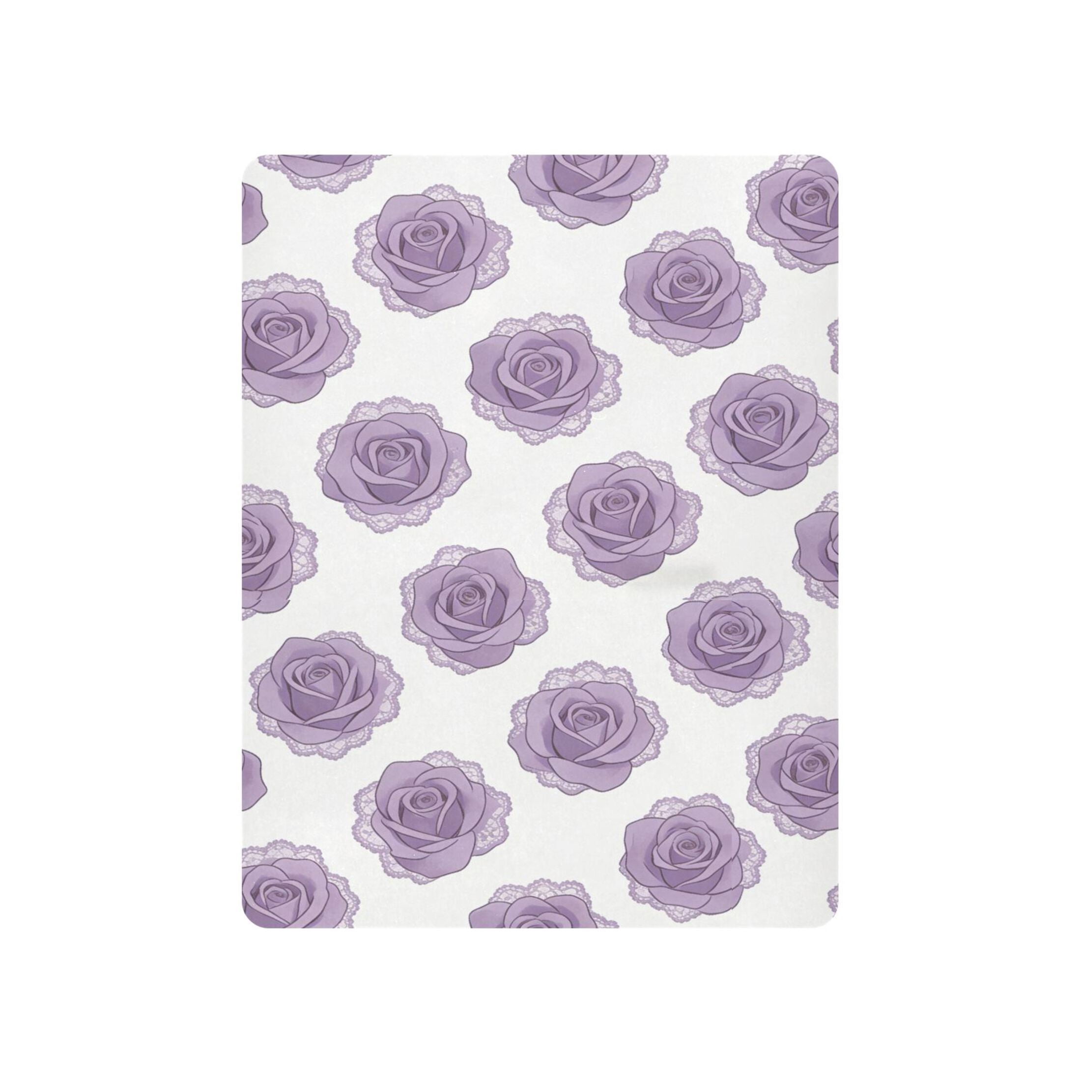 Baby Essentials 52”x 28”- Standard Cotton-like Modal Elastic- Purple Rose Design Crib Sheets for Newborns and Toddlers