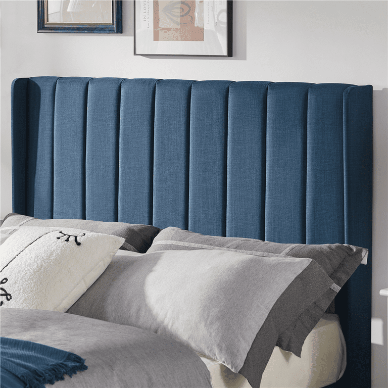 Easyfashion Wingback Bed with Wooden Support Slats with Tufted