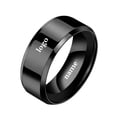 thumbnail image 2 of Anillo de joyería de acero inoxidable para hombres y mujeres, anillos negros, banda de compromiso de boda, espejo de calidad, joyería masculina personalizada, moda, 2 of 4