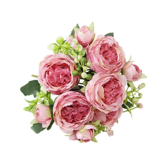 DefiDgd Faux Peonies Rose Flower Bouquet,Silk Flowers for Home Decor Indoor Floral Arrangements Dining Table Centerpieces for Kitchen Bridal Wedding Party Decor(J)