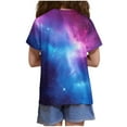 thumbnail image 4 of hengsof Girls Universe Galaxy Star Printed Short Sleeve T-Shirt Space Themed Fashionable Crew Neck Top Sizes 3-14 Years, 4 of 5