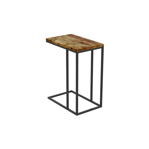 Safdie & Co. 20"L C-Shape Black Metal Legs Accent Table in Brown Reclaimed Wood