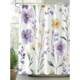 thumbnail image 2 of Shower Curtains Purple Yellow Flowers Bath Curtain Watercolor Spring Floral Waterproof Bathroom Shower Curtain Set with Hooks Decoration 72 x 72 Inches, 2 of 7