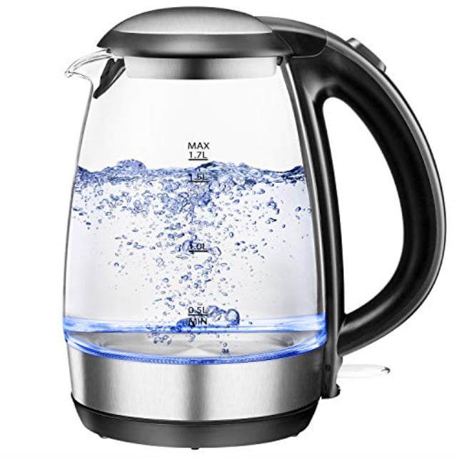 Electric Kettle 1.7L Cordless Glass Water Boiler with Auto Shut-Off Boil-Dry 